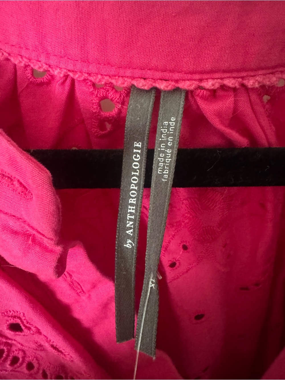 Anthropologie Bright Pink Eyelet Midi Dress - Picture 2 of 5